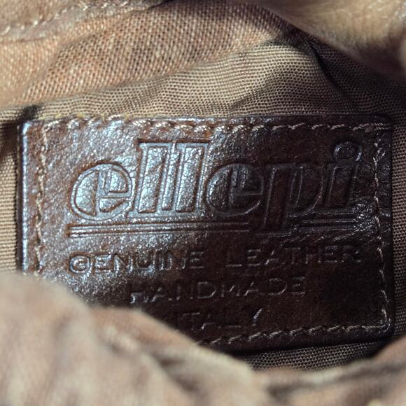 Vintage Ellepi Woven Bucket Bag Brown Leather Crossbody Drawstring Cottagecore - Picture 7 of 16